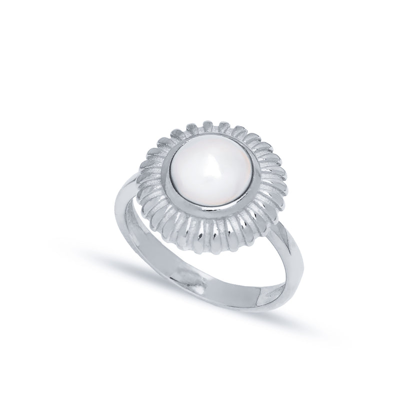 Root Emerald and Pearl Stone Handmade Design Rose Silver Ring 2158 | Sultan  Of Bazaar - Istanbul Grand Bazaar