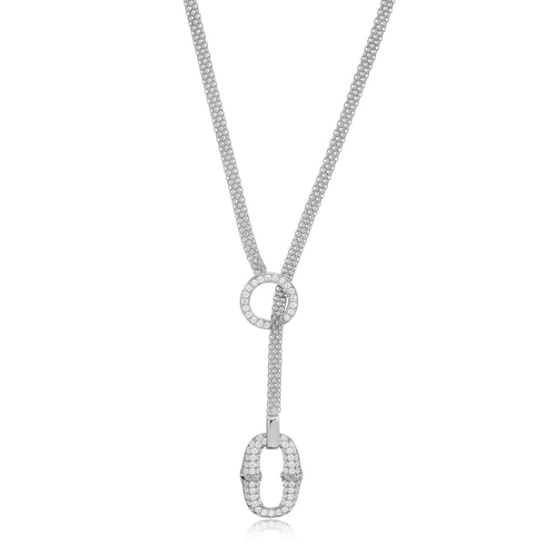 New York Trendy Necklace Chain Oval & Round Design Zircon Stone Pendant